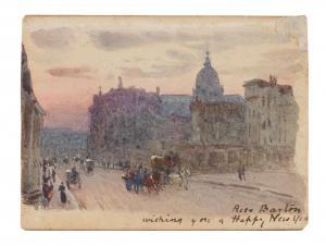 BARTON Rose Maynard 1856-1929,Sunset on Cannon Street with St. Pauls in the dist,Bonhams 2023-02-07