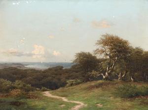 BARTSCH Carl Frederick 1829-1908,View from a hill overlooking the ocean,Bruun Rasmussen 2023-08-28
