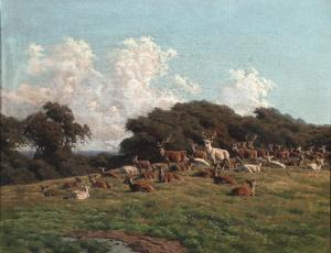 BARTSCH Carl Frederick 1829-1908,View from Dyrehaven with deers,Bruun Rasmussen DK 2024-02-26