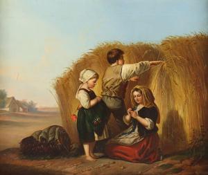 BARTSCH Gustav 1821-1906,Drei Bauernkinder,Von Zengen DE 2022-09-02