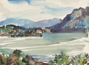 BARTSCH Walter 1906-1968,Landscape with lake and mountains,1928,Bloomsbury London GB 2011-03-17