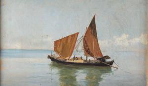 BARUCCI Pietro 1845-1917,Laguna con imbarcazione,Cambi IT 2023-07-27