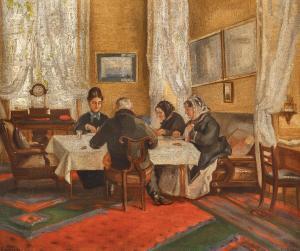 BARVITIUS Victor,A Company at a Table, Interior with Four Persons a,Palais Dorotheum 2023-10-24