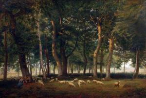 BARWELL Henry George 1829-1898,Wooded Landscape with Shepherds Resting with their,Keys GB 2012-07-13