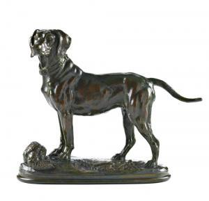 BARYE Alfred 1839-1882,Cão de caça (femea) com faisão,Palacio do Correio Velho PT 2009-07-22