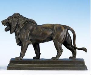 BARYE Alfred 1839-1882,león en marcha. figura escultórica en calamina,Anteo Subastas ES 2006-05-23