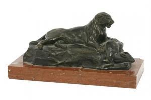 Barye Antoine Louis 1795-1875,A lioness with her kill, bronze,Sworders GB 2015-06-16