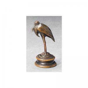 Barye Antoine Louis 1795-1875,cigogne posée sur un piédouche (a standing stork),Sotheby's 2002-04-16