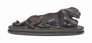 Barye Antoine Louis 1795-1875,Jaguar couché tenant une tête de cheval,Christie's GB 2016-04-19