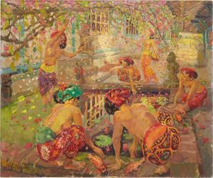 BAS Adrien 1890-1926,Balinese women by the pond,1948-1952,Sotheby's GB 2023-10-05