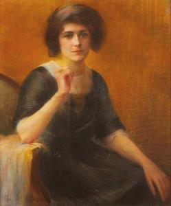 BASCHET Marcel 1862-1941,Portrait d'une femme assise à la robe noire,Kahn & Associes FR 2017-10-06