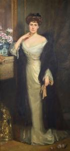 BASCHET Marcel,Portrait en pied de Mme la Comtesse PILLET-WILL,1910,Bayeux Encheres 2023-04-10