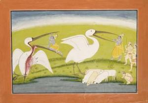 BASHOLI SCHOOL,Krishna kills the crane demon Bakasura,1760,Christie's GB 2001-09-27