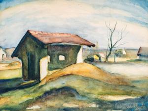 BASILIDES Sandor 1901-1980,Farm detail,1927,Nagyhazi galeria HU 2023-12-12