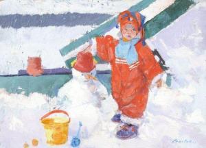 BASILIENSKI 1900-1900,Le bonhomme de neige,Chevau-Legers Encheres Martin-Chausselat FR 2010-12-12