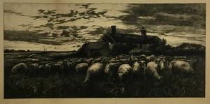 BASKETT Charles Henry,East Anglian scene of sheep in a farm, possibly by,Reeman Dansie 2023-08-28