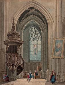 BASSET DE JOLIMONT Théodore 1788-1854,Intérieur d'église,1828,Beaussant-Lefèvre FR 2019-10-25