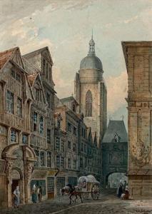 BASSET DE JOLIMONT Théodore,Rouen, la rue du Gros Horloge,1824,Beaussant-Lefèvre 2019-10-25