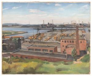 BASSETT RICHARD H 1900-1995,Factory view, possibly Boston,Eldred's US 2022-08-25