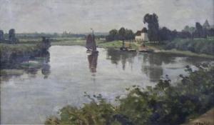 BASTERT Nicolaas Syvert 1854-1939,Het veer over de IJssel bij Rheden,Venduehuis NL 2021-02-28