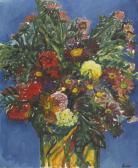 BASTIDE 1900-1900,Üppiger Blumenstrauss auf blauem Grund.,Dobiaschofsky CH 2012-05-12