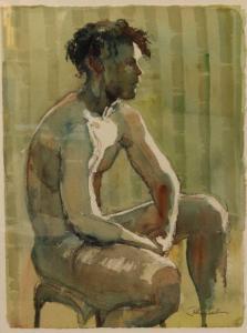 BASTIN John 1929,Seated male nude study,2003,Lacy Scott & Knight GB 2022-09-16