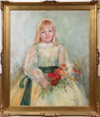 BATDORFF 1900-1900,PORTRAIT OF A GIRL HOLDING FLOWERS,Du Mouchelles US 2013-02-15