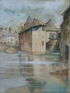 BATE H. Francis 1853-1950,View of a flooded European town,Rosebery's GB 2006-01-17