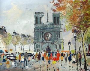 BATE Rutledge 1891-1964,scene of Notre Dame de Paris with figures,Ewbank Auctions GB 2018-10-25