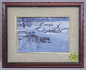 BATEMAN Robert 1842-1922,three wolves prowling through snow,888auctions CA 2022-04-21