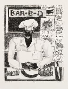 BATES David 1952,Bar-B-Q (Friday Catfish),1982,Santa Fe Art Auction US 2023-09-20