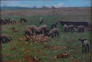 BATES Dewey 1851-1899,Lambs grazing,1886,Lacy Scott & Knight GB 2019-03-23