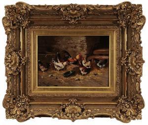 BATHIEU Jules 1880-1920,Chickens in a Barnyard,Brunk Auctions US 2014-09-13