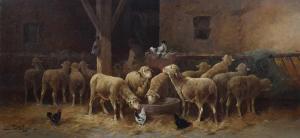 BATHIEU Jules 1880-1920,Sheep and chickens in a stable,Peter Wilson GB 2020-10-15