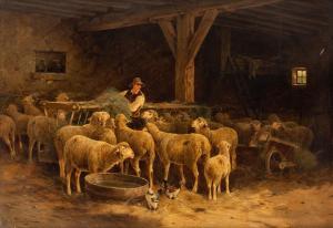 BATHIEU Jules 1880-1920,Shepherd feeding his Flock,Shapiro Auctions US 2019-05-18