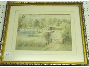 BATHURST W e,canal and cottage scene,Smiths of Newent Auctioneers GB 2015-11-06