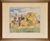 BATO Joseph 1888-1966,FARM WORKERS BUILDING A HAYSTACK,1926,Anderson & Garland GB 2015-03-26