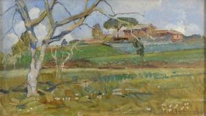 BATTAGLIA Alessandro 1870-1940,ALBERI E CASALE,Babuino IT 2023-01-18