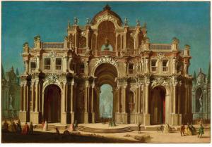 BATTAGLIOLI Francesco,An architectural capriccio with elegant figures,Palais Dorotheum 2023-06-21