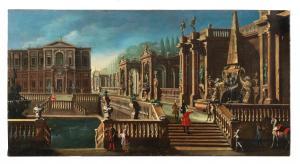 BATTAGLIOLI Francesco,View of a villa with a fountain, gardens and elega,Palais Dorotheum 2021-12-16