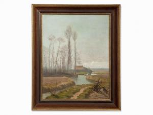 BATTAILLE Eugene 1817-1880,Isolated Landscape with Farm & Rider,1800,Auctionata DE 2017-03-08