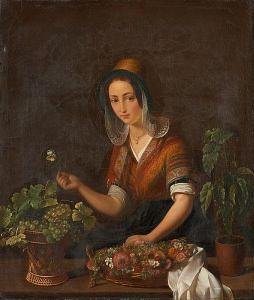 BATTAILLE Jan 1808-1857,Jeune marchande de fleurs,1846,Horta BE 2021-03-23