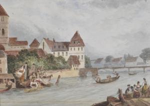 BATTY D 1800-1800,river scene in Strasbourg,19th Century,Burstow and Hewett GB 2010-11-17