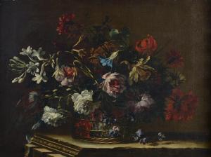 BAUDESSON Nicolas 1611-1680,Still life of flowers in a basket on a le,Bellmans Fine Art Auctioneers 2020-11-24