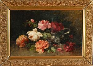BAUDIN Jean Baptiste 1851-1922,Fleurs dans une jardinière en argent,Conan-Auclair FR 2024-03-09
