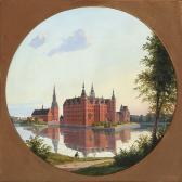 BAUDISSIN Ulrik 1816-1893,View towards Frederikborg Castle in Denmark,Bruun Rasmussen DK 2012-12-17