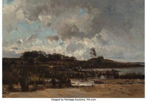 BAUDIT Amedee 1825-1890,Au bord de l'étang Lacanau (reduction),1878,Heritage US 2023-12-07