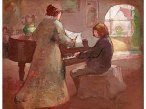 BAUDOT René 1881-1960,La leçon de piano,Labarbe FR 2008-05-17