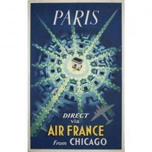 BAUDOUIN PIERRE,Paris, Direct Via Air France From Chicago,1950,Clars Auction Gallery 2023-07-14