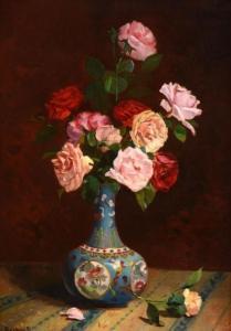 BAUDOUX Émile 1850-1929,Roses dans un vase chinois,1896,Art Richelieu FR 2016-12-04